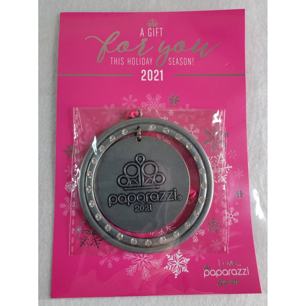 Paparazzi 2021 Holiday Ornament Silver Spinner Rhinestone Limited Edition NEW